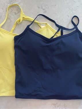 Navy Blue and Yellow Sports Bra workout tops